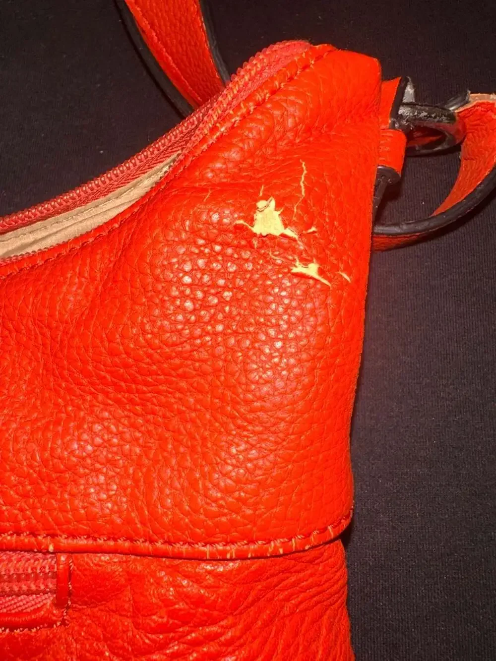 No.91 Giani Bernini Pebbled Orange Leather Hobo Shoulder Bag with Chain Detail